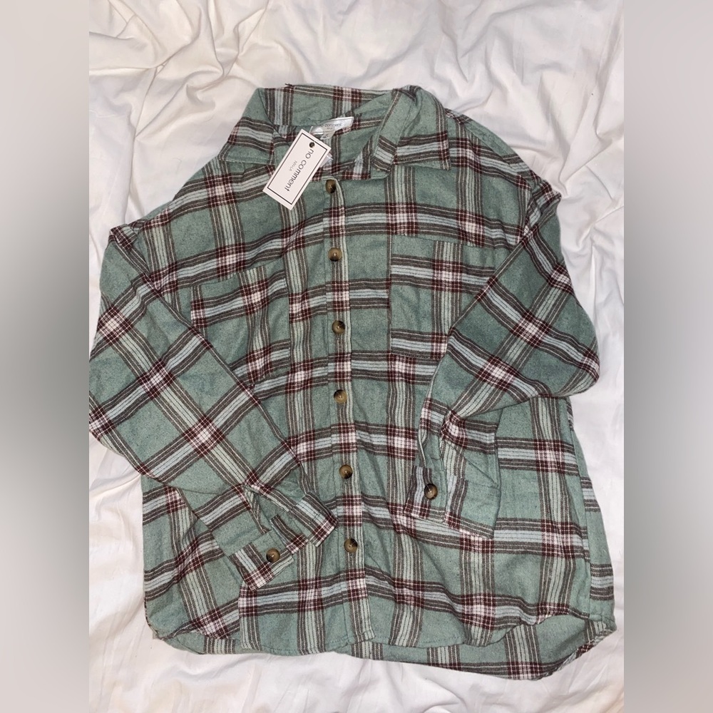 No Comment Green Flannel